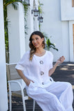 Orange Amore White Linen Top