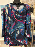 Soft Works v neck 3/4 sleeve print top